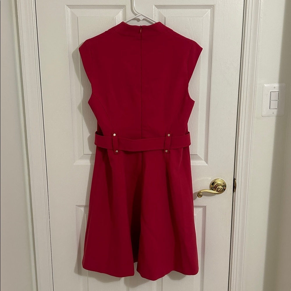 Karen Millen Forever Cinch Waist Cap A-Line Dress In Pink NWT Size US 10, UK 14 - Picture 6 of 12